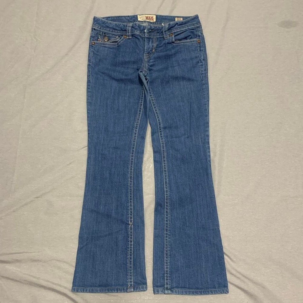 MEK Denim Chicago Bootcut Jeans Womens 27x34 Blue Y2K Low Rise Stretch Denim